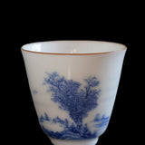 Jingdezhen Artisan Blue and White Porcelain Landscape Gongfu Teacup