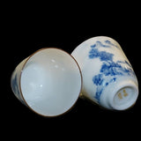 Jingdezhen Artisan Blue and White Porcelain Landscape Gongfu Teacup