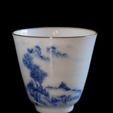 Jingdezhen Artisan Blue and White Porcelain Landscape Gongfu Teacup