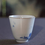 Jingdezhen Artisan Blue and White Porcelain Landscape Gongfu Teacup