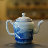 Jingdezhen Artisan Blue and White Porcelain Teapot Classic Snowing Landscape