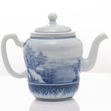 Jingdezhen Artisan Blue and White Porcelain Teapot Classic Snowing Landscape