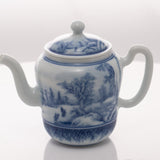 Jingdezhen Artisan Blue and White Porcelain Teapot Classic Snowing Landscape