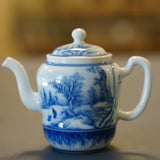 Jingdezhen Artisan Blue and White Porcelain Teapot Classic Snowing Landscape