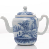 Jingdezhen Artisan Blue and White Porcelain Teapot Classic Snowing Landscape