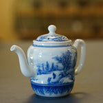 Jingdezhen Artisan Blue and White Porcelain Teapot Classic Snowing Landscape