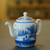 Jingdezhen Artisan Blue and White Porcelain Teapot Classic Snowing Landscape