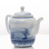 Jingdezhen Artisan Blue and White Porcelain Teapot Classic Snowing Landscape
