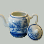 Jingdezhen Artisan Blue and White Porcelain Teapot Classic Snowing Landscape