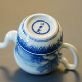 Jingdezhen Artisan Blue and White Porcelain Teapot Classic Snowing Landscape