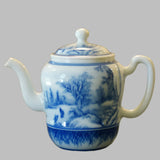 Jingdezhen Artisan Blue and White Porcelain Teapot Classic Snowing Landscape