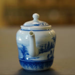 Jingdezhen Artisan Blue and White Porcelain Teapot Classic Snowing Landscape