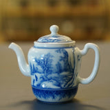 Jingdezhen Artisan Blue and White Porcelain Teapot Classic Snowing Landscape