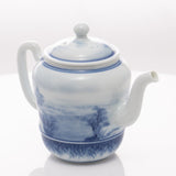 Jingdezhen Artisan Blue and White Porcelain Teapot Classic Snowing Landscape