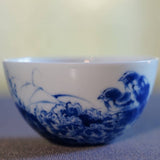 Jingdezhen Blue and White Porcelain Tea Bowl Wang Bu Style Birds