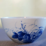 Jingdezhen Blue and White Porcelain Tea Bowl Wang Bu Style Birds