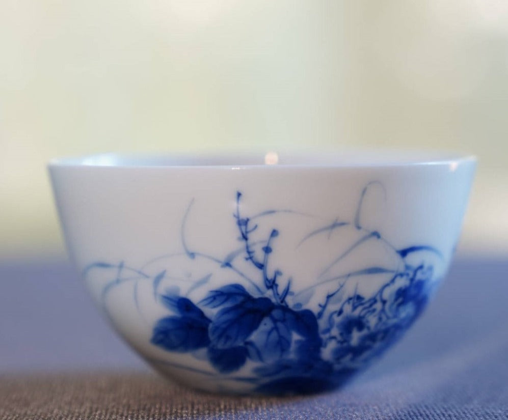 Jingdezhen Blue and White Porcelain Tea Bowl Wang Bu Style Birds