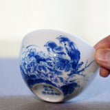 Jingdezhen Blue and White Porcelain Tea Bowl Wang Bu Style Birds