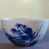 Jingdezhen Blue and White Porcelain Tea Bowl Wang Bu Style Birds