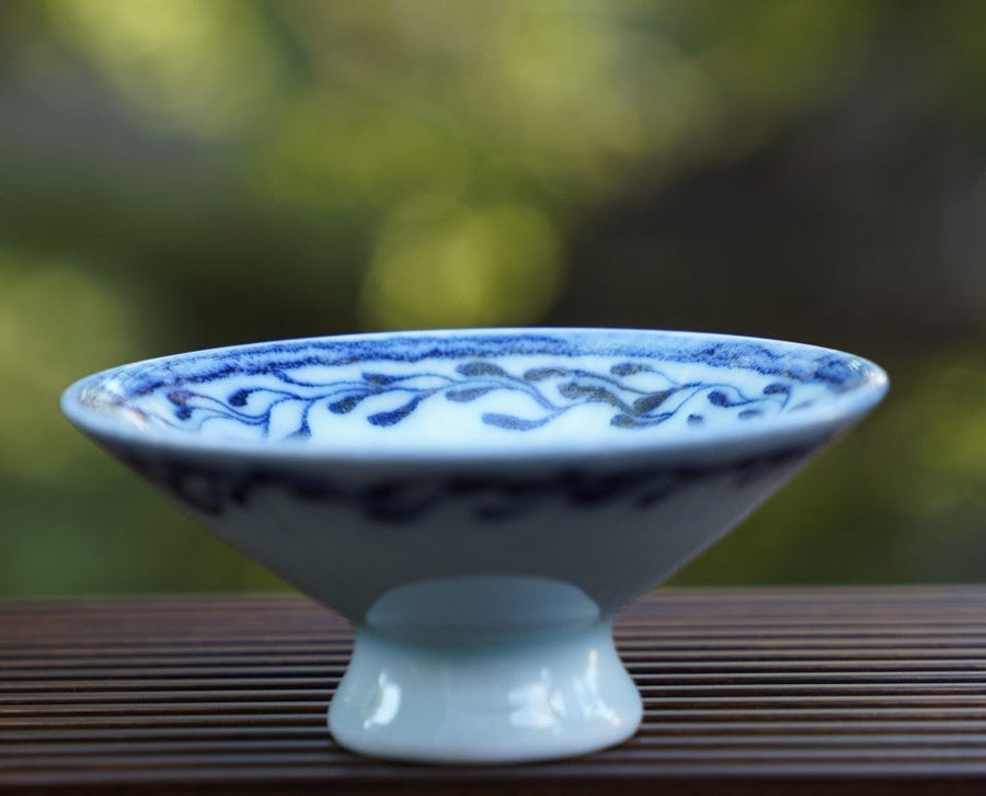 Jingdezhen Artisan Porcelain Teacup Bow Hat Motif Handmade