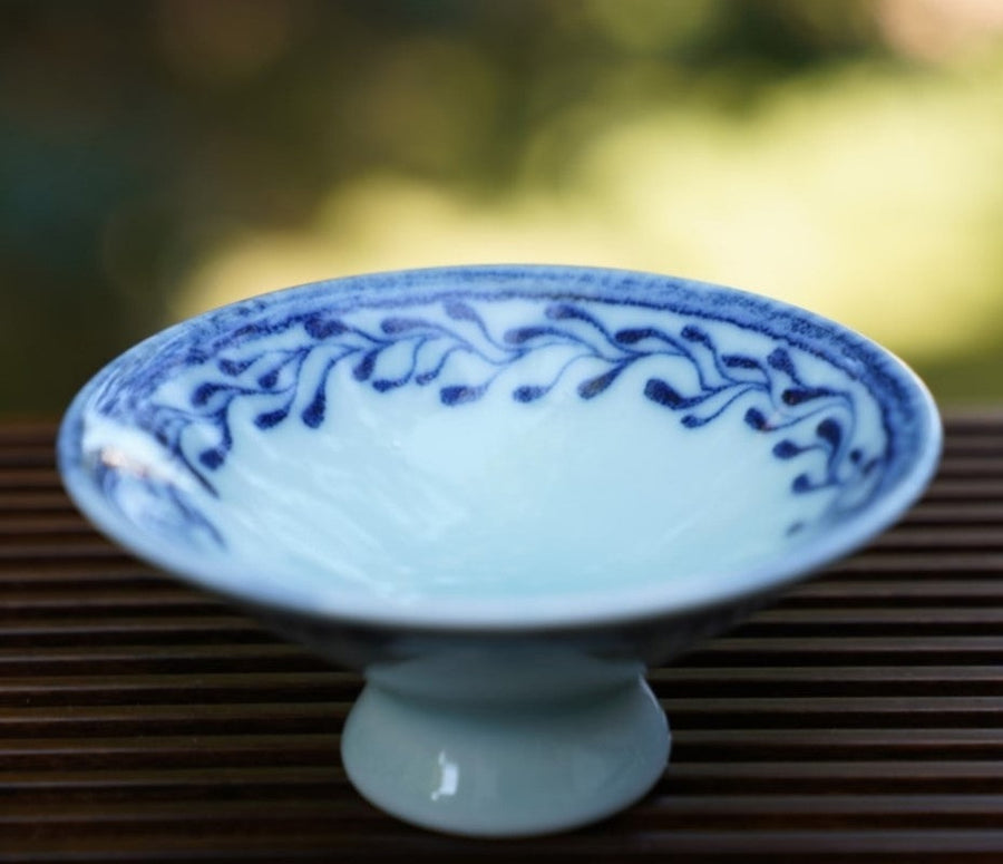 Jingdezhen Artisan Porcelain Teacup Bow Hat Motif Handmade
