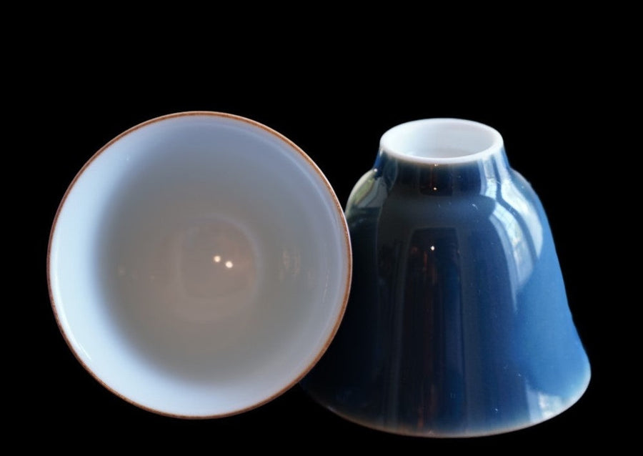 Jingdezhen Deep Aquamarine Glaze Porcelain Gaiwan Set Handmade