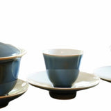 Jingdezhen Deep Aquamarine Glaze Porcelain Gaiwan Set Handmade