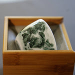 Jingdezhen Artisan Deep Green Painting Porcelain Teacup Distant Mountain