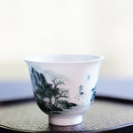 Jingdezhen Artisan Deep Green Painting Porcelain Teacup Distant Mountain