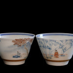 Jingdezhen Doucai Porcelain Gold Rim Teacup Autumn