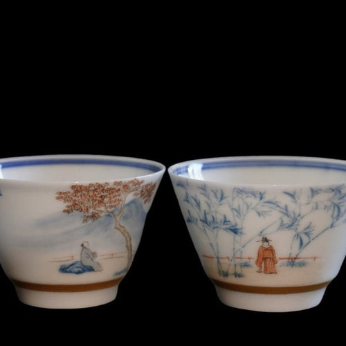 Jingdezhen Doucai Porcelain Gold Rim Teacup Autumn