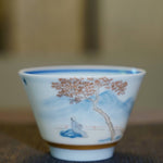 Jingdezhen Doucai Porcelain Gold Rim Teacup Autumn