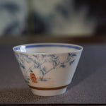 Jingdezhen Doucai Porcelain Gold Rim Teacup Autumn