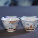 Jingdezhen Doucai Porcelain Gold Rim Teacup Autumn