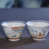 Jingdezhen Doucai Porcelain Gold Rim Teacup Autumn