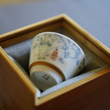 Jingdezhen Doucai Porcelain Gold Rim Teacup Autumn