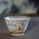 Jingdezhen Doucai Porcelain Gold Rim Teacup Autumn