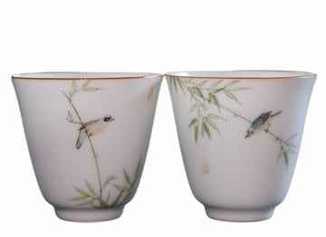 Tea Ware - Jingdezhen Artisan Doucai Porcelain Birds and Bamboo Gongfu
