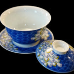 Jingdezhen Artisan Doucai Porcelain Peacock Feather Gaiwan Set