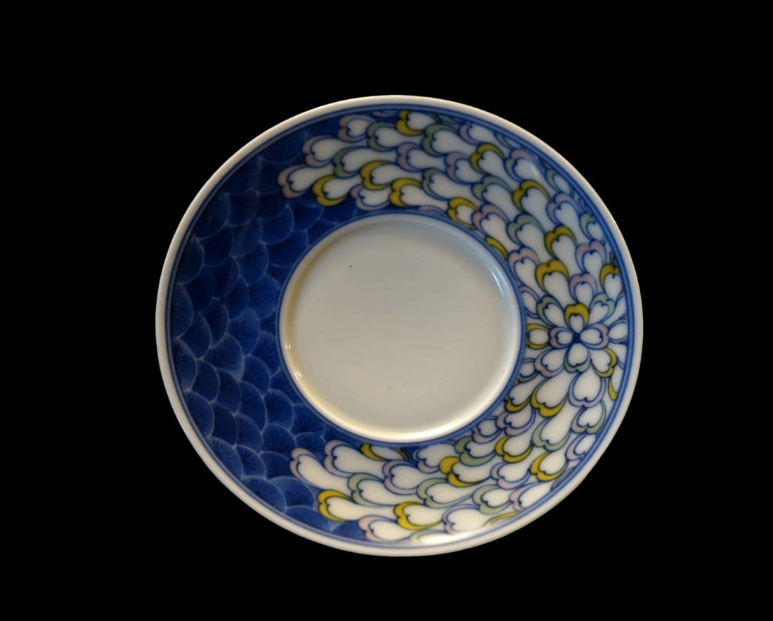 Jingdezhen Artisan Doucai Porcelain Peacock Feather Gaiwan Set
