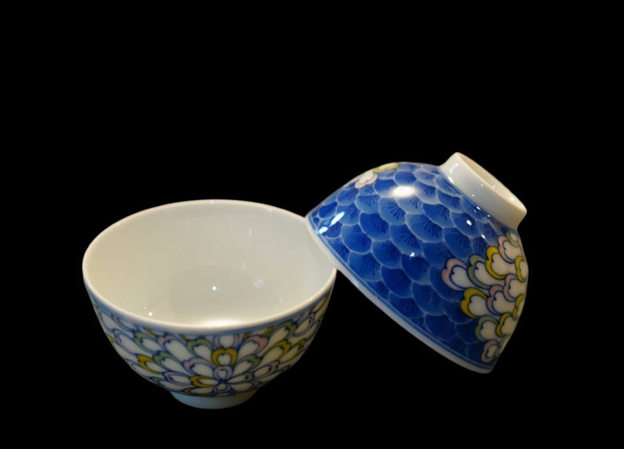 Jingdezhen Artisan Doucai Porcelain Peacock Feather Gaiwan Set