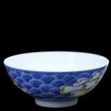 Jingdezhen Artisan Doucai Porcelain Peacock Feather Gaiwan Set