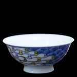 Jingdezhen Artisan Doucai Porcelain Peacock Feather Gaiwan Set