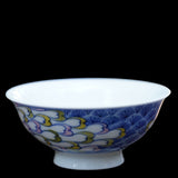 Jingdezhen Artisan Doucai Porcelain Peacock Feather Gaiwan Set
