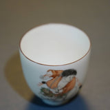 Jingdezhen Artisan Fencai Porcelain Teacup Liu Hai Fishing Toad