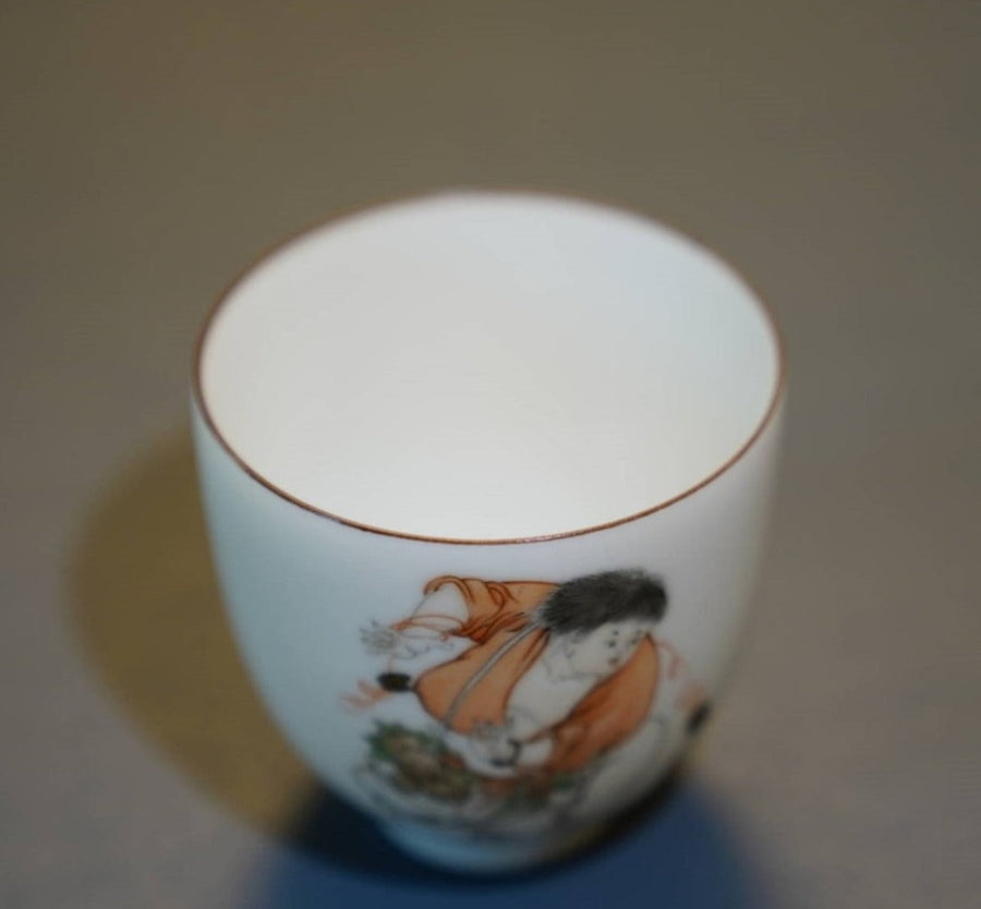 Jingdezhen Artisan Fencai Porcelain Teacup Liu Hai Fishing Toad