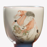 Jingdezhen Artisan Fencai Porcelain Teacup Liu Hai Fishing Toad