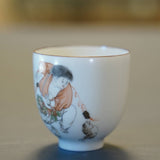 Jingdezhen Artisan Fencai Porcelain Teacup Liu Hai Fishing Toad