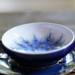 Jingdezhen Artisan Porcelain Deep Blue Glaze Peacock Wide Mouth Teacup