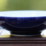 Jingdezhen Artisan Porcelain Deep Blue Glaze Peacock Wide Mouth Teacup